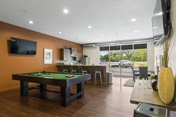 Pool table and tv